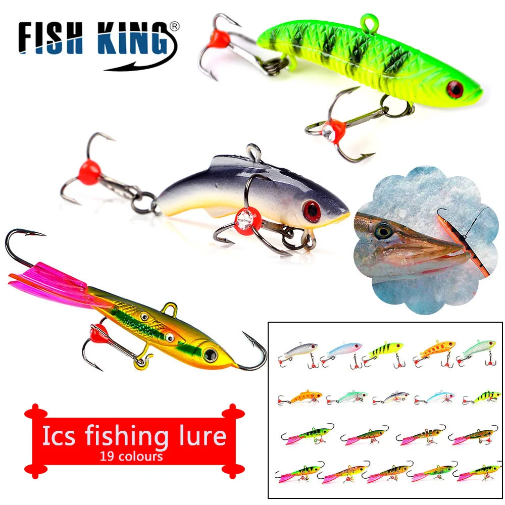 

FISH KING 1PC Winter Fishing Lure Ice Fishing Jig Bait 4.3cm-8.5cm 10g-35g Carp Fishing hooks Lead Hard Lure Pesca Tackle