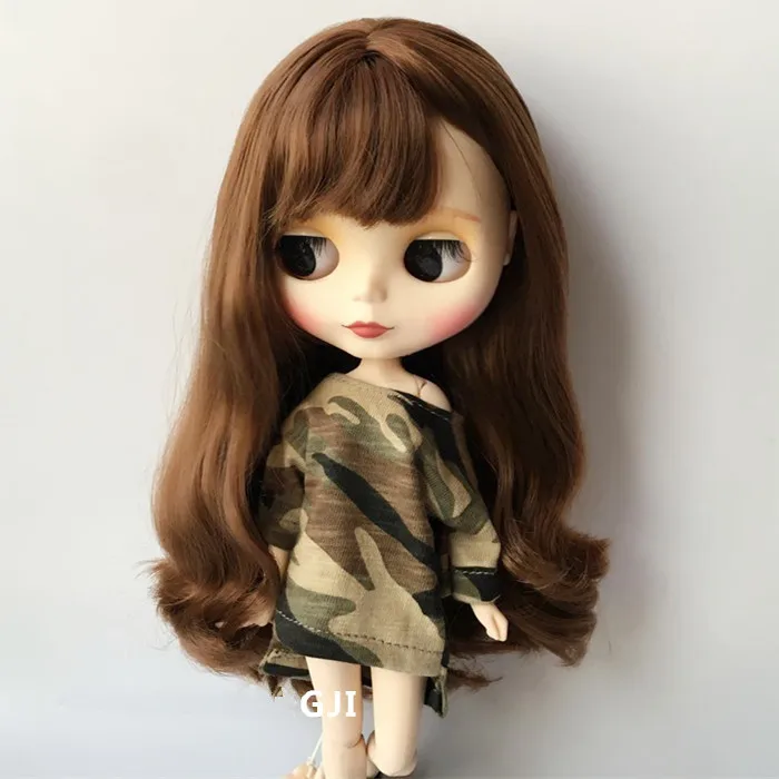 30cm Blyth Long t-Shirt Camouflage Clothes Fit blyth,pullip,azone,kurhn,1/6 Doll accessories clothing for barbie