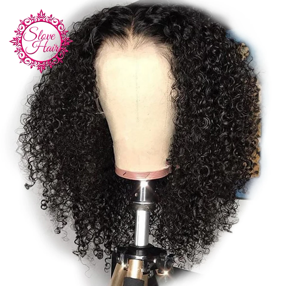 

13*4 Lace Front Human Hair Wigs Kinky Curly Short Bob Wig For Women Remy Brazilian Hair Pre Plucked With Baby Hair By Slove
