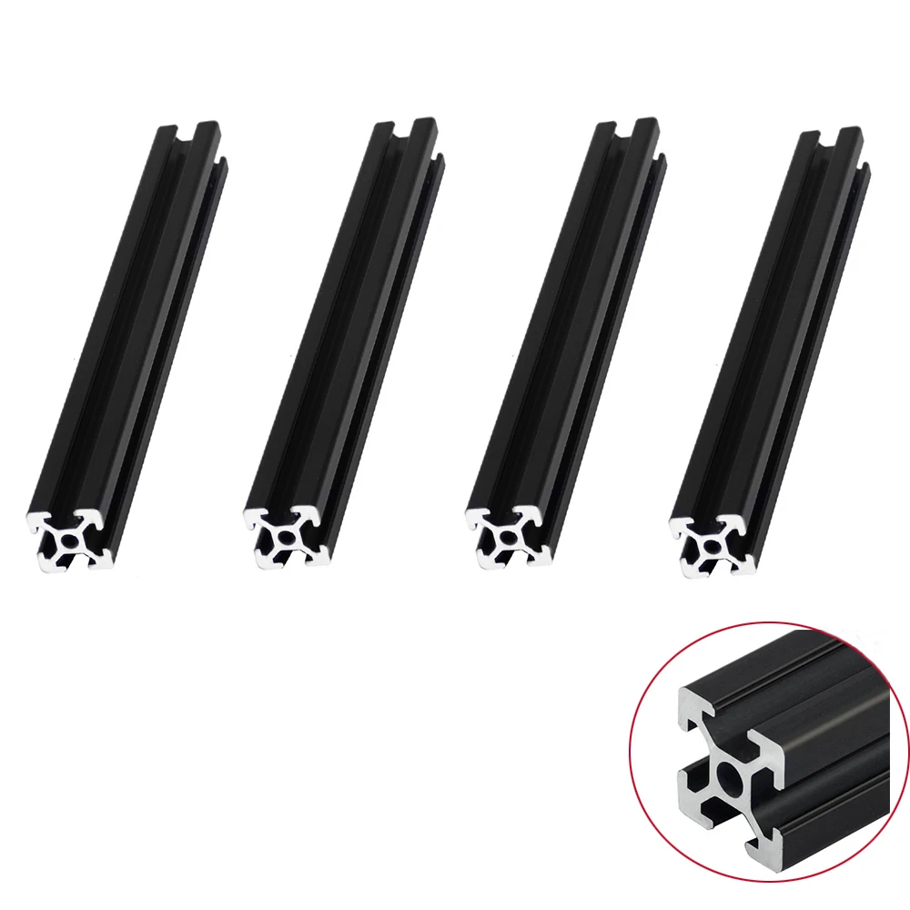 

4pcs/lot BLACK 2020 Aluminum Profile European Standard Anodized Extrusion Linear Rail 200 350 800 mm Length for CNC 3D Printer