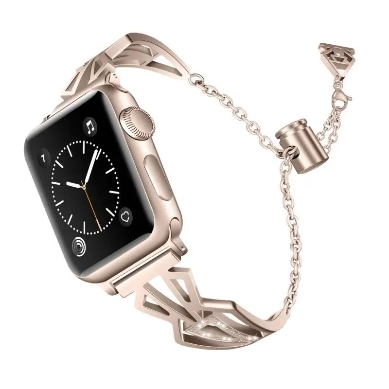 Модные рифленая Нержавеющая сталь ремешок для наручных часов Apple Watch, версии 40/44/38/42 мм Для женщин Девушка браслет Series 5 4 3 металлический браслет ремешок на запястье