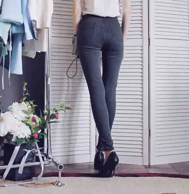 MYDC, высокая талия, Ретро стиль, полная длина, обтягивающие, одноцветные, карандаш, джинсовые штаны,, новые модные женские джинсы