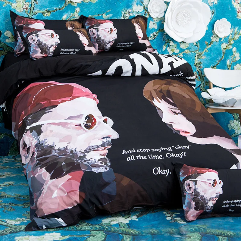 

OLOEY 3/4pcs Home Textile Couple bedding Set Duvet Cover sheet bed film the Professi king queen bedding quilt cover soft AB side