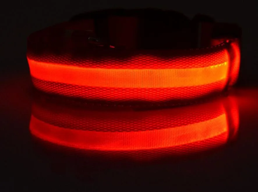 Nylon LED Pet Dog Collar,Night Safety Flashing Glow In The Dark Dog Leash,Dogs Luminous Fluorescent Collars Pet Supplies hemp dog collars