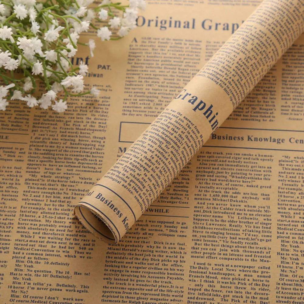 

4 Color Retro Flower Gift Packaging Paper Festival Newspaper Wrapping Paper Material For Christmas Party Thanksgiving