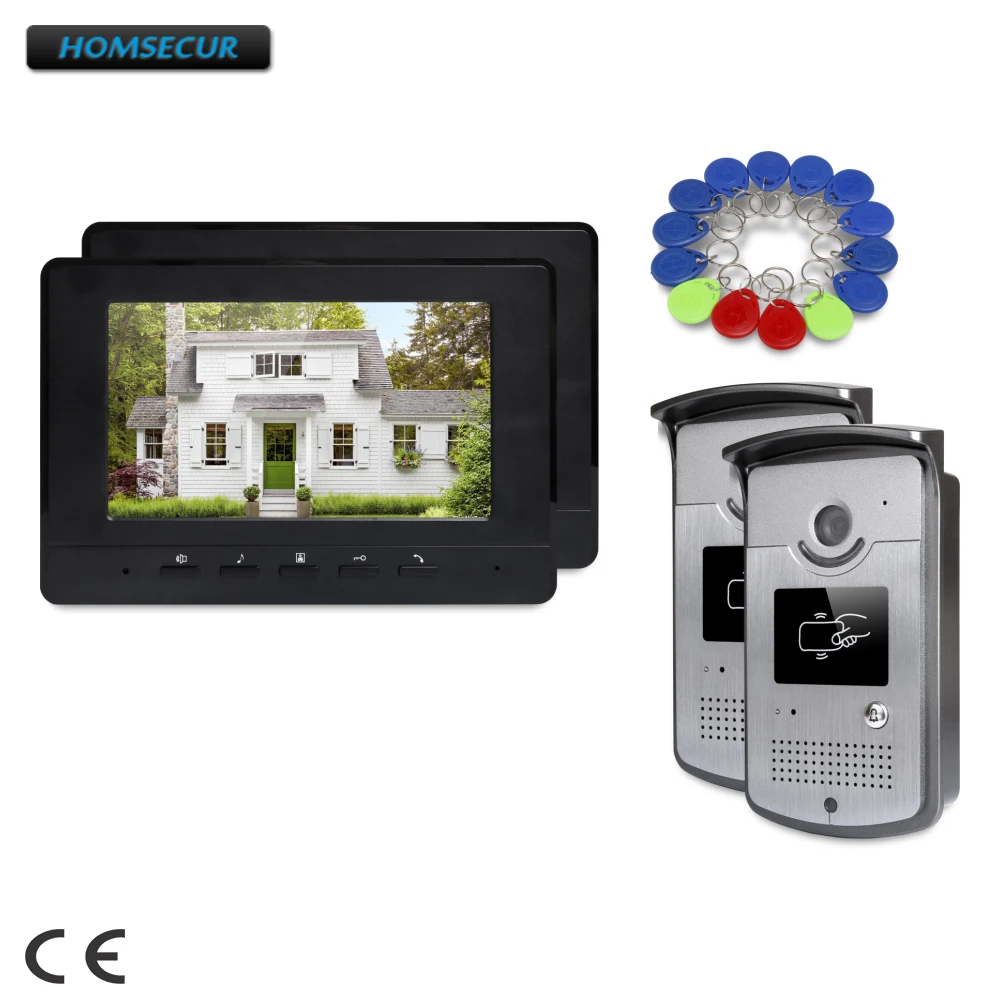 HOMSECUR 7 дюймов  Проводной Видеодомофон Система с ИК Ночным видением для дома безопасности XC001 + XM707-B