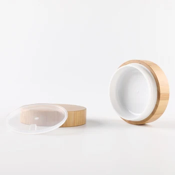 

50g Natural Bamboo Refillable Bottle Cosmetics Jar Box Makeup Cream Storage Pot Container Round Bottle Portable