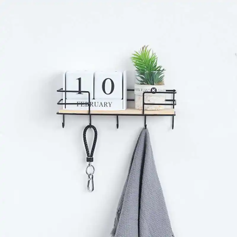 Creative Iron Wood Combination Wall Decoration Storage Rack And