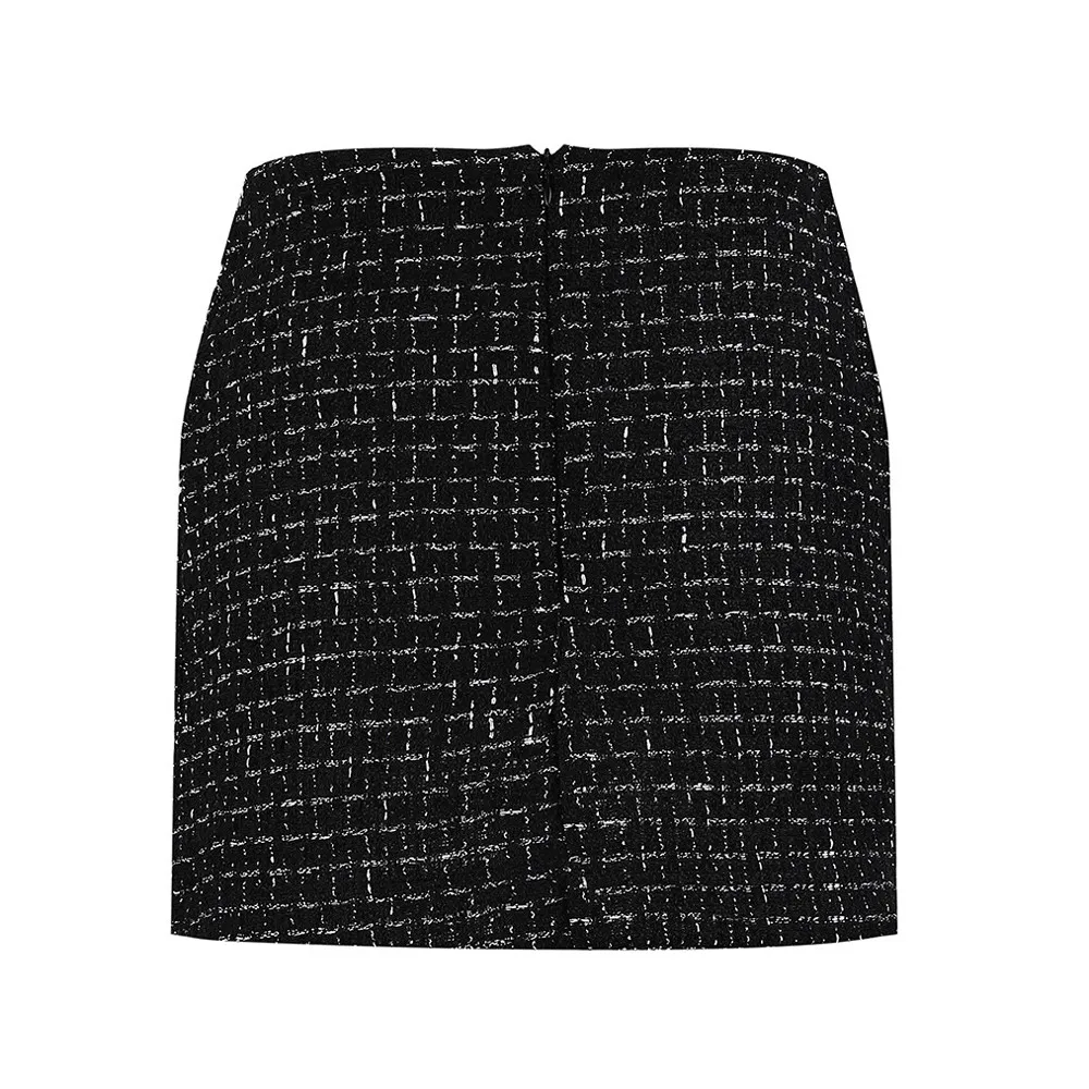 Клетчатая винтажная мини-юбка-карандаш для женщин осень зима юбки шорты Повседневная Базовая модная винтажная юбка с высокой талией и пуговицами d1