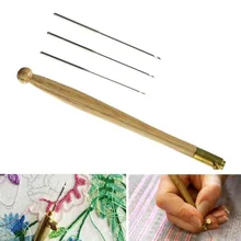 Tambour Crochet Hook with 3 Needles 70 90 100 Embroidery Tools Glitter Sequins Bead Needle Hooks Beading Embroidery Tool Kit