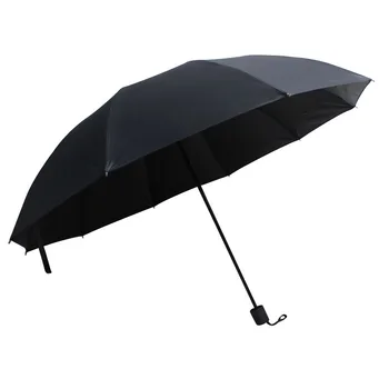 

Double-layer three-fold umbrella 10 bones thick solid thickening business rain dual-use sunshade double big black umbrella