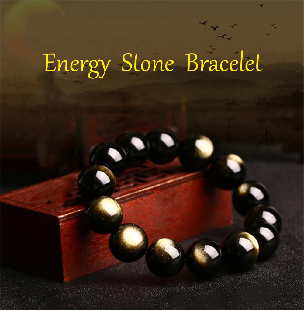 BOEYCJR энергетический обсидиан камень браслеты и браслеты модные ювелирные изделия ручной работы Винтаж Будда бусины браслет для женщин или мужчин