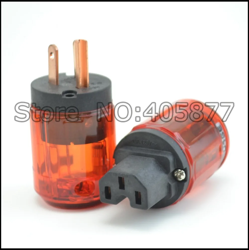 

5 Pairs Viborg  Red Copper C-046E IEC Connector + P-046E US Power plug audio US version power plugs