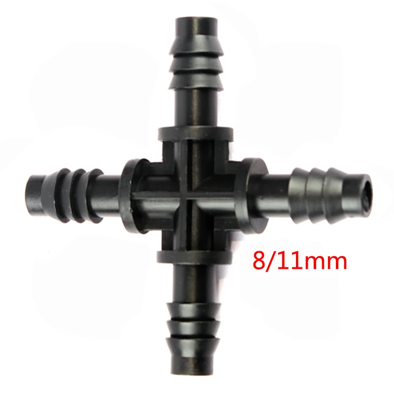 

20 Pcs Cross Straight For 8/11 mm Hose 1/4 'barb Barbed Connector Threaded Garden Greenhouse Micro Irrigation Pipe Accessories