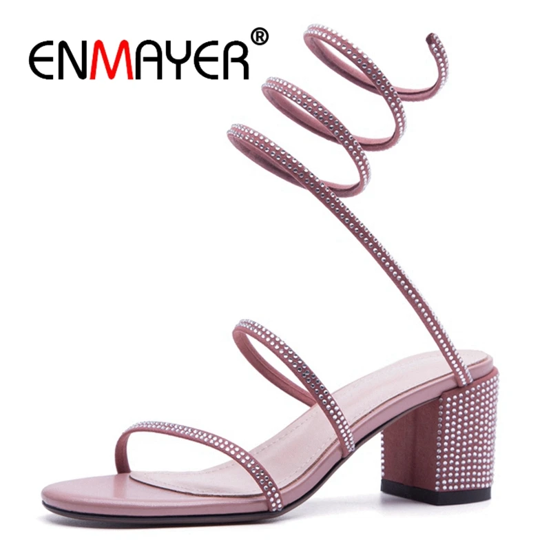 

ENMAYER Woman Fashion Gladiator Sandals Female Beach Flip Flops Bandage Ankle Strap Summer Shoes For Women Sandalias Mujer CR209