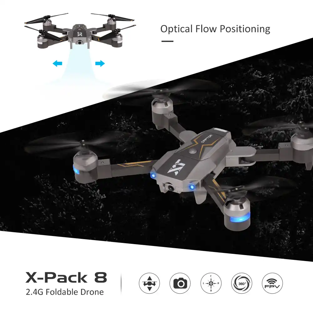 Attop X Pack 8 2 0mp Camera Wifi Fpv Foldable Drone Altitude Hold Optical Flow Positioning Quadcopter Rc Toy Gift
