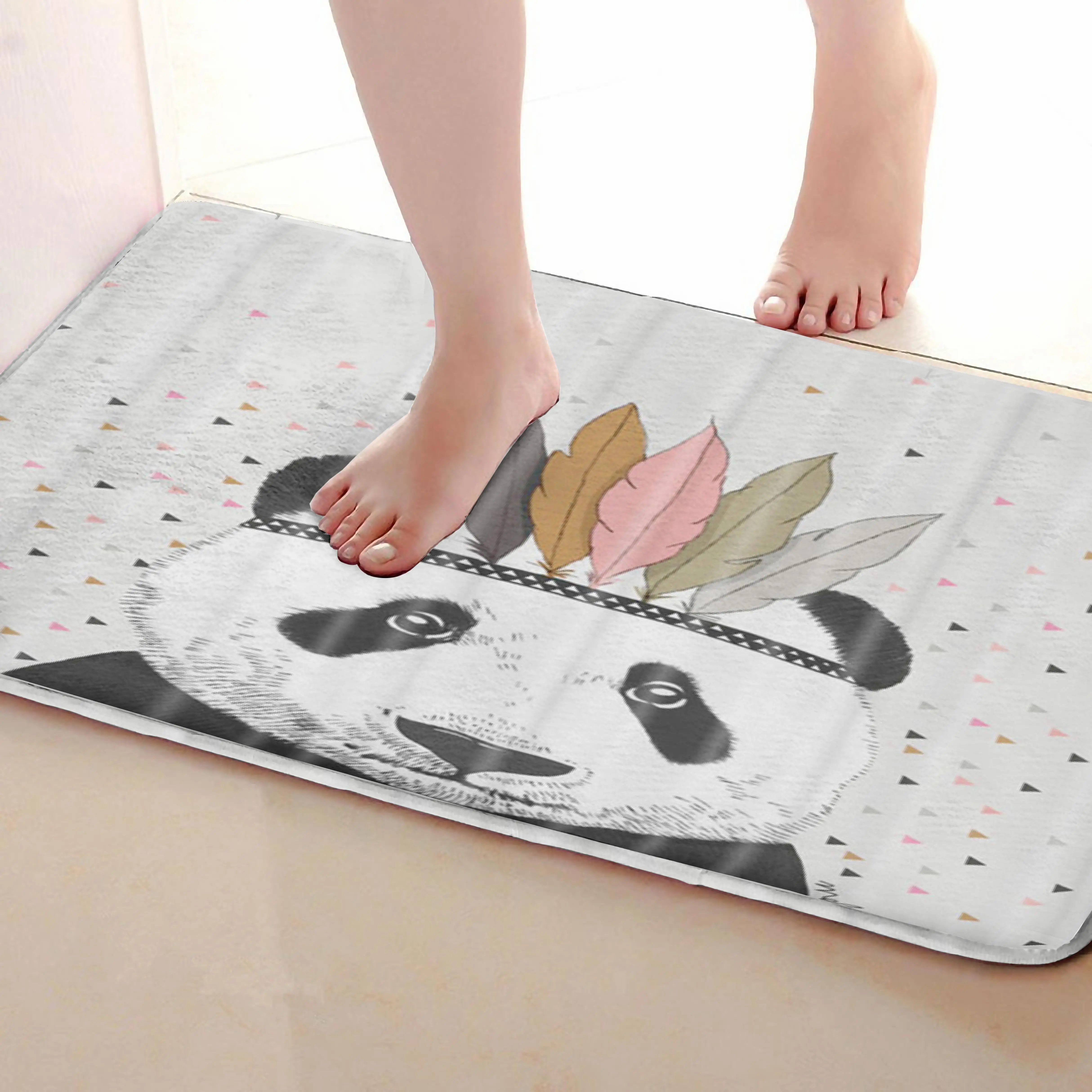 Коврик для ванной комнаты в стиле панды, забавный Противоскользящий коврик для ванной, аксессуары для душевой занавески, соответствующие вашей душевой занавеске