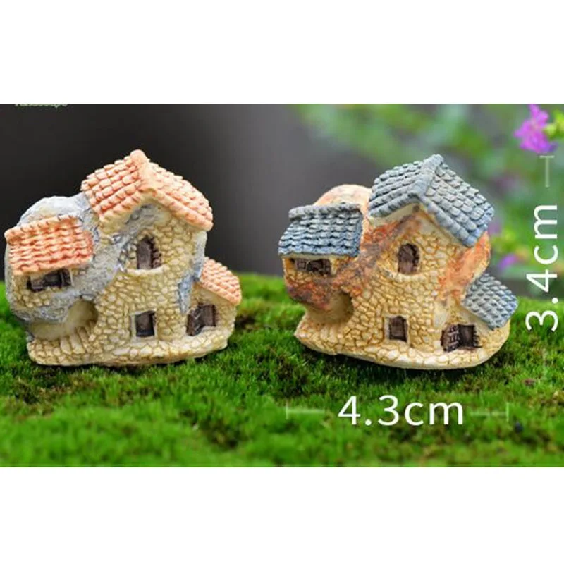 Vintage Romantic Aegean Sea cottages word micro landscape decorative resin home ornaments small houses Figurines Miniatures Gift9