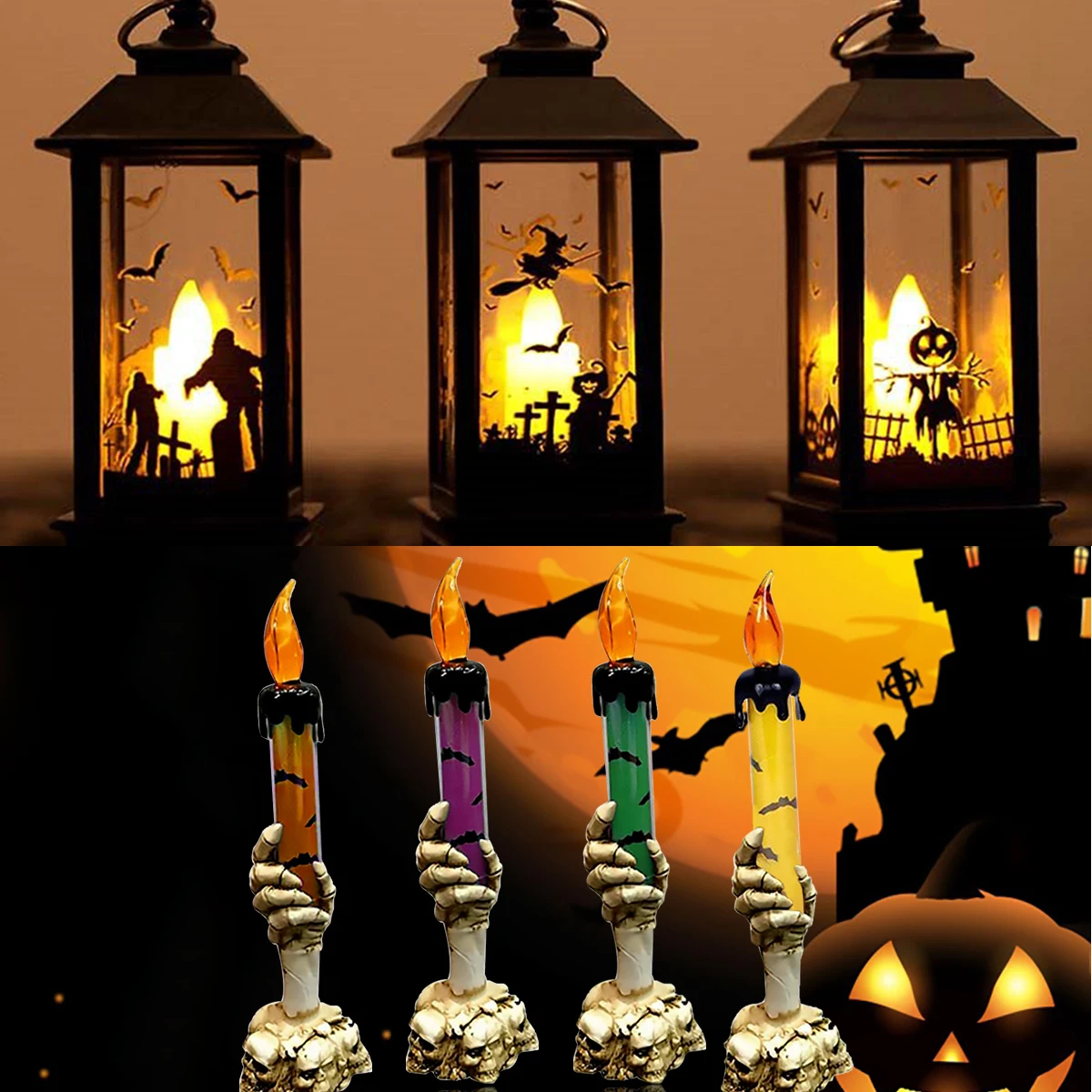 

Electronic Halloween Candle Party Decorations LED Pumpkin Halloween Decoration Night Light Halloween Lamp Outdoor Accessories