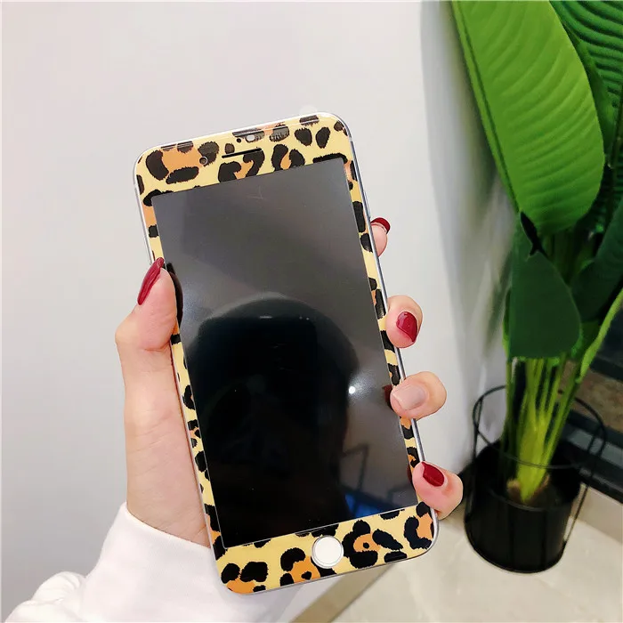 Милый сексуальный чарующий Леопардовый принт 3D углеродное волокно полное покрытие Закаленное стекло Защитная пленка для экрана для iPhone 6 6s 7 8 Plus - Цвет: 2