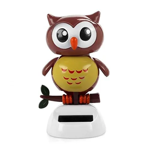 CNIM Hot Solar Powered Dancing bird Big Eye Brown Owl,Novelty Desk Car