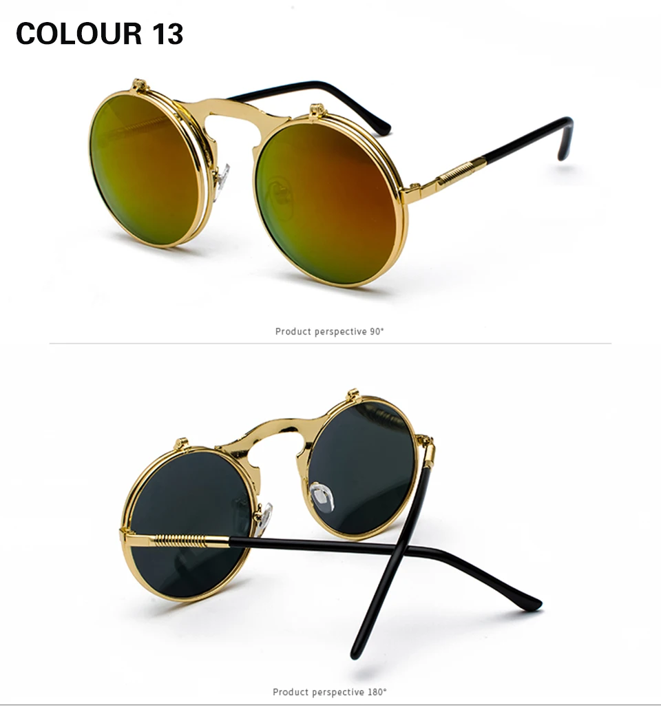 GYsnail, новинка, металлические круглые солнцезащитные очки в стиле стимпанк, для женщин и мужчин, квадратные, с двойной откидной крышкой, покрытие линз, в стиле панк, солнцезащитные очки, прозрачные, HD, градиентные оттенки
