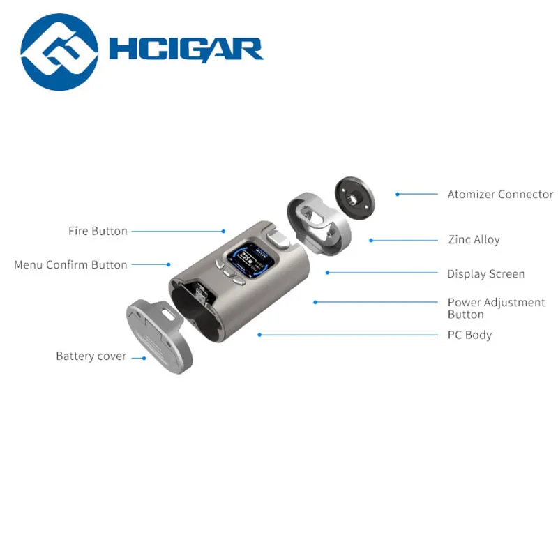 Просвет Hcigar Wildwolf 235 Вт коробка Vape мод TC Двойной 18650 ячеек TFT сенсорный экран Towis XT235