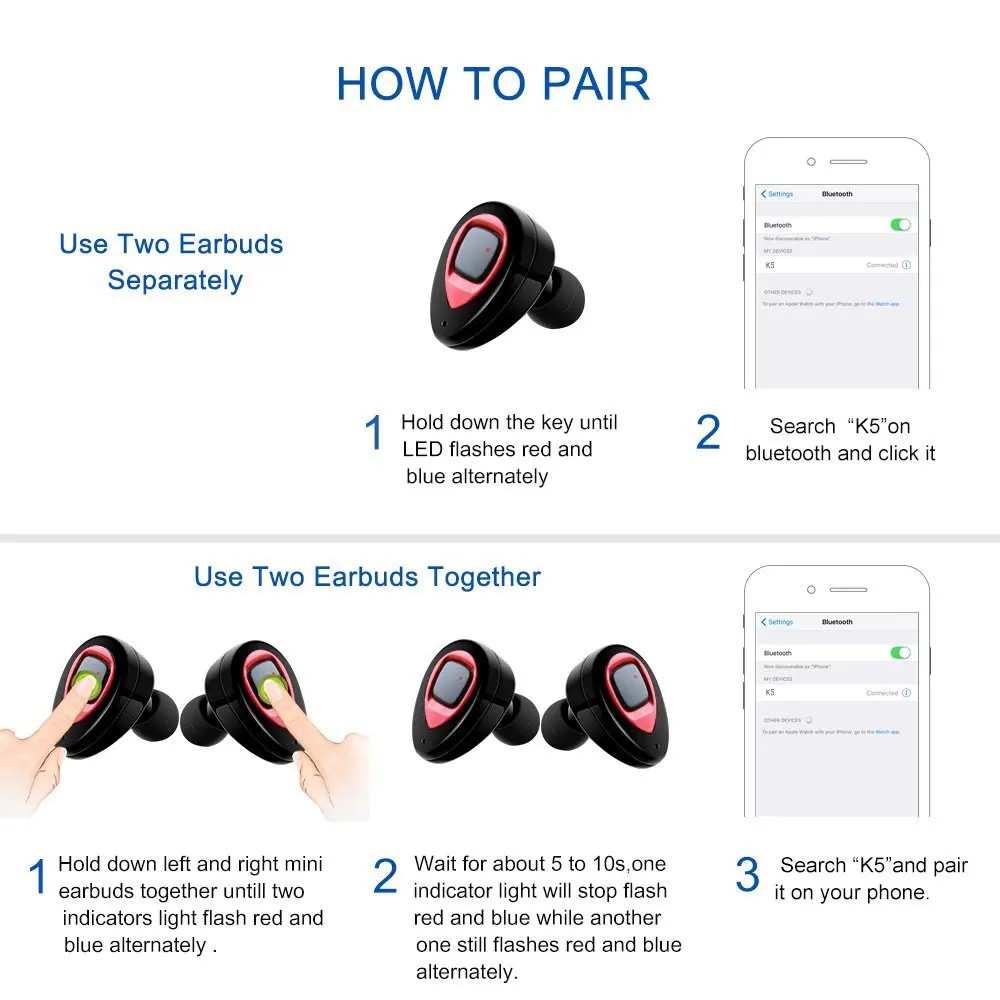 XIAOWU k2 K5 TWS Mini Twins беспроводные наушники Bluetooth 4 1 водонепроницаемые с микрофоном для