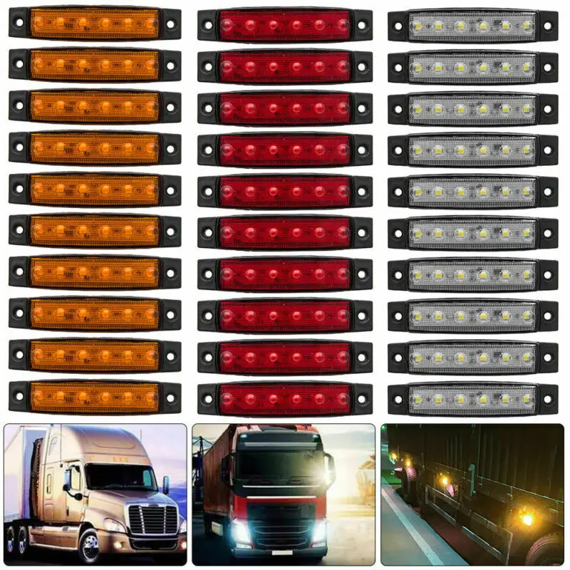 10x12 V 6 светодиодный Янтарный светодиодный боковой маркер фонари заднего хода для прицепов габаритные огни задние боковые габаритные лампы грузовики автомобиль автобус красный белый