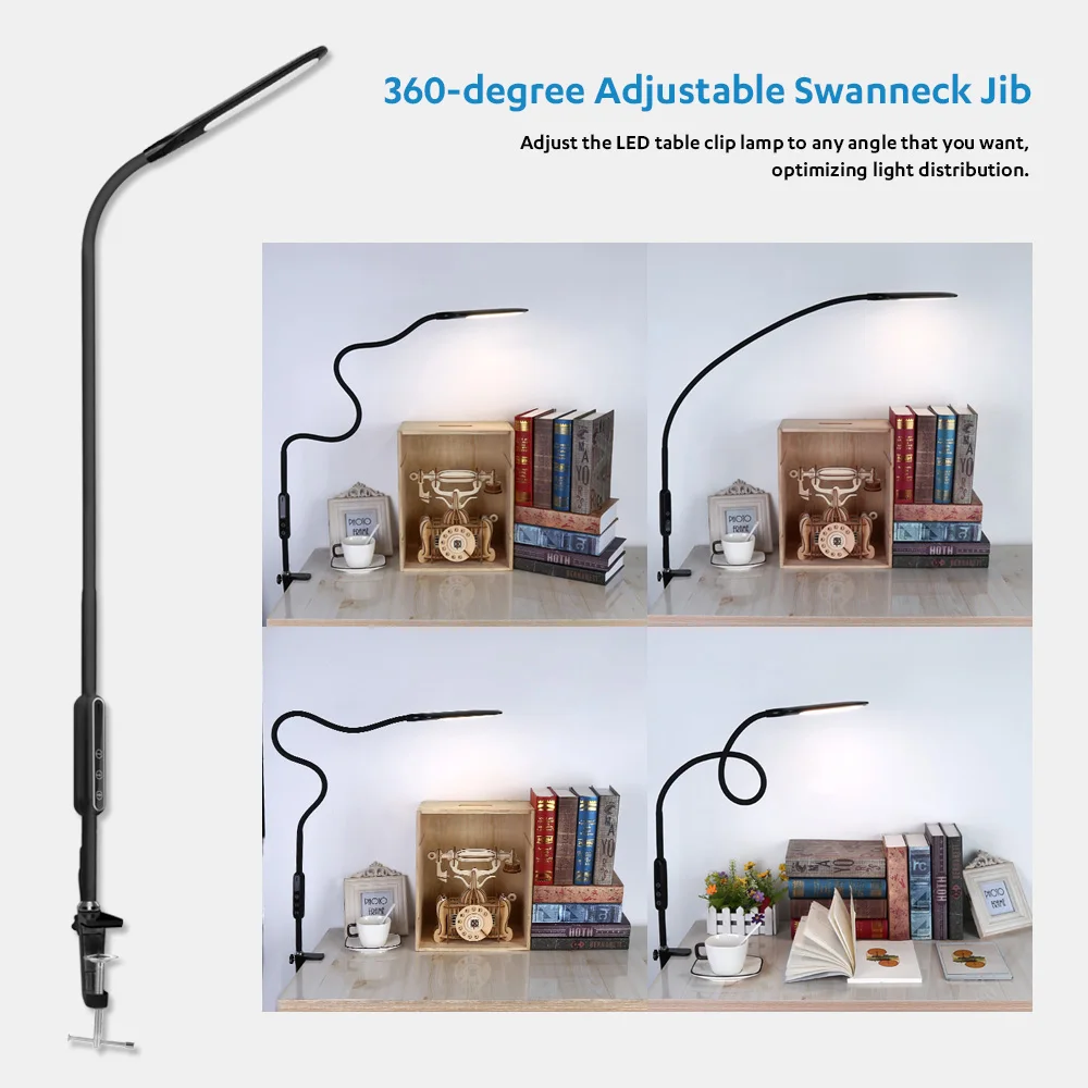 

LED Desk Lamp Table Clip Lamp 3m Remote Control Eye-protected Lamp Multipurpose For Bedroom Led Light 5-Level Brightness