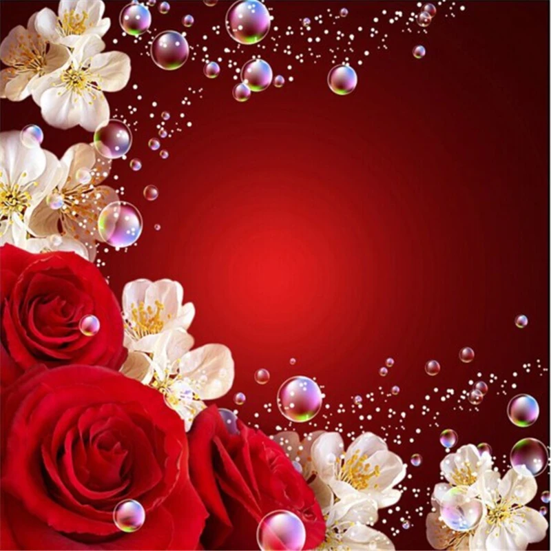 

beibehang papel de parede 3d tereoscopic large mural of red roses cozy living room TV background wallpaper Seamless theme room