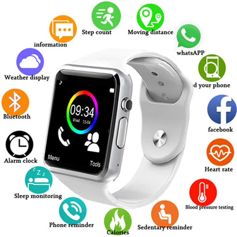 

A1 Smart Watch Men Clock Sync Notifier Support SIM TF Card Connectivity Apple iphone Android Phone Smartwatch PK DZ09 GT08 + BOX