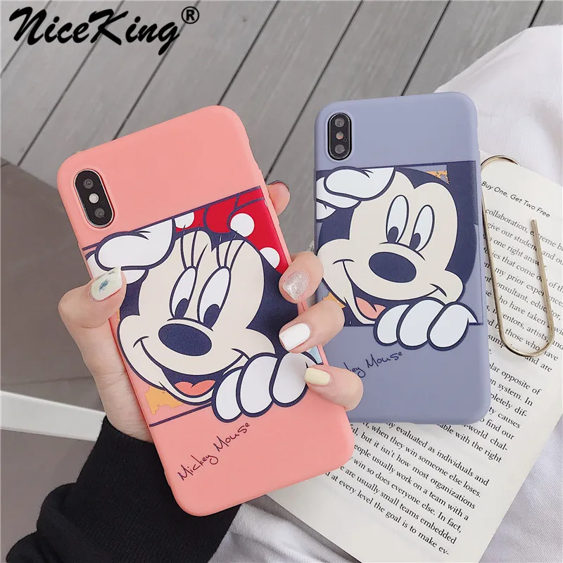 

Lovely Disneys Minnie Mickey Case For iPhone 6 S 7 8 Plus Case Cute Cartoon TPU Soft Cover Case For iPhone X XS MAX XR 6S 7Plus