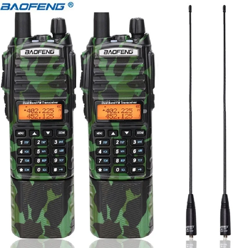 2pcs BAOFENG UV-82 plus Walkie Talkie 8Watts powerful 3800mAh Battery With DC Connector UHF VHF Dual Band Ham Two Way Radio | Мобильные