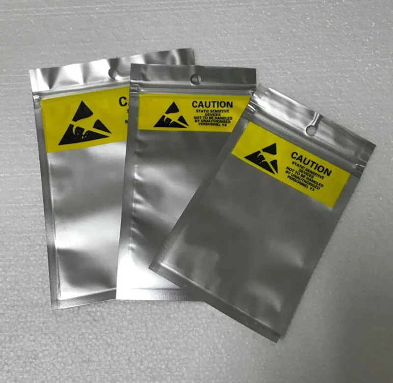 10*15 см желтая этикетка Анти-статический Экранирование ESD Антистатический посылка Zip-пакет Ziplock Самостоятельная Запечатанные антистатические пакет для хранения