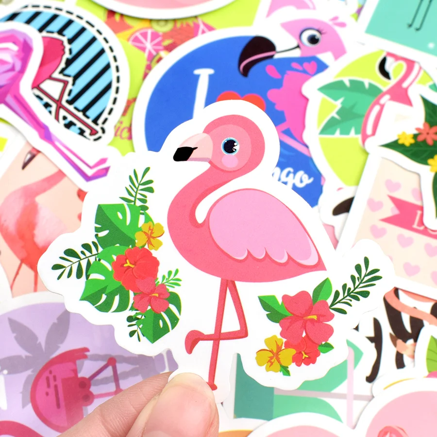 50 шт. наклейки с Фламинго милый сон мультфильм Животные Розовые наклейки для DIY автомобиля ноутбука гитары велосипед скейтборд холодильник подарки