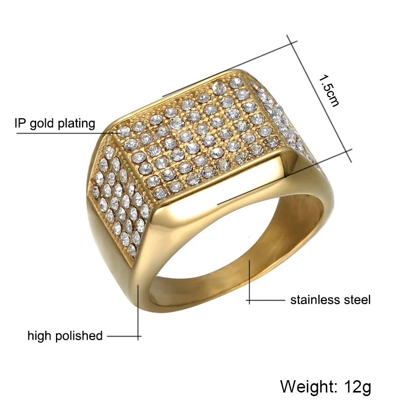 Хип хоп титановое Нержавеющее микро проложить Стразы Iced Out Bling геометрическое