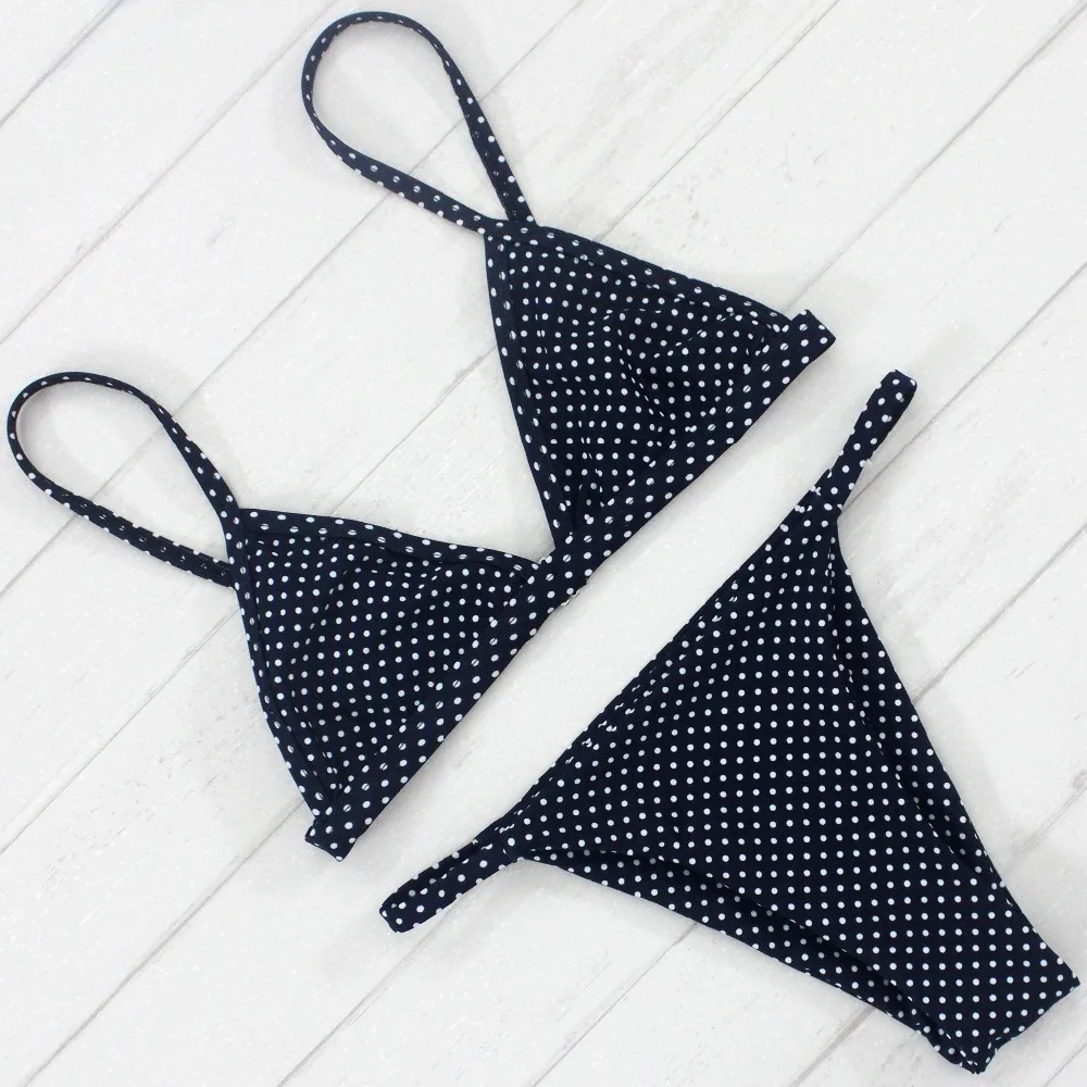 

Dot Print Micro Bikini Set Bathing Suit Solid Color Swimwear Brazilian Thong Biquini Monokini Women Swimsuit Hot Sell Biquini