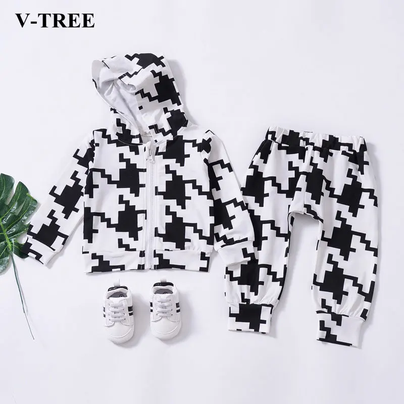 

Baby Clothing Sets Roupa Infantil Mosaics Zipper Hoodies+Harem Pants Sports Suits For Girls Boys Tracksuit Toddler Costume