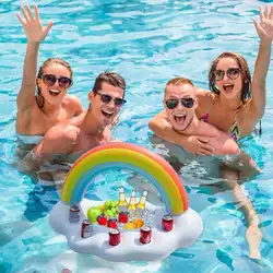 Веселое летнее ведро для вечеринок, Радужный держатель с облаками, надувной матрас для бассейна, пивной, питьевой настольный вентилятор