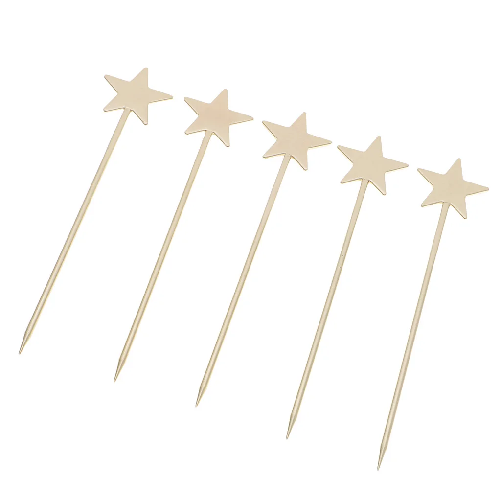 5PCS Steel Fruit Drink Sticks Cocktail Picks for Bar Tools Picks