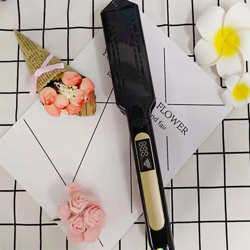 

Fashion tourmaline ceramic professional straightening machine iron 230 degree straight hair styling tool flat iron black