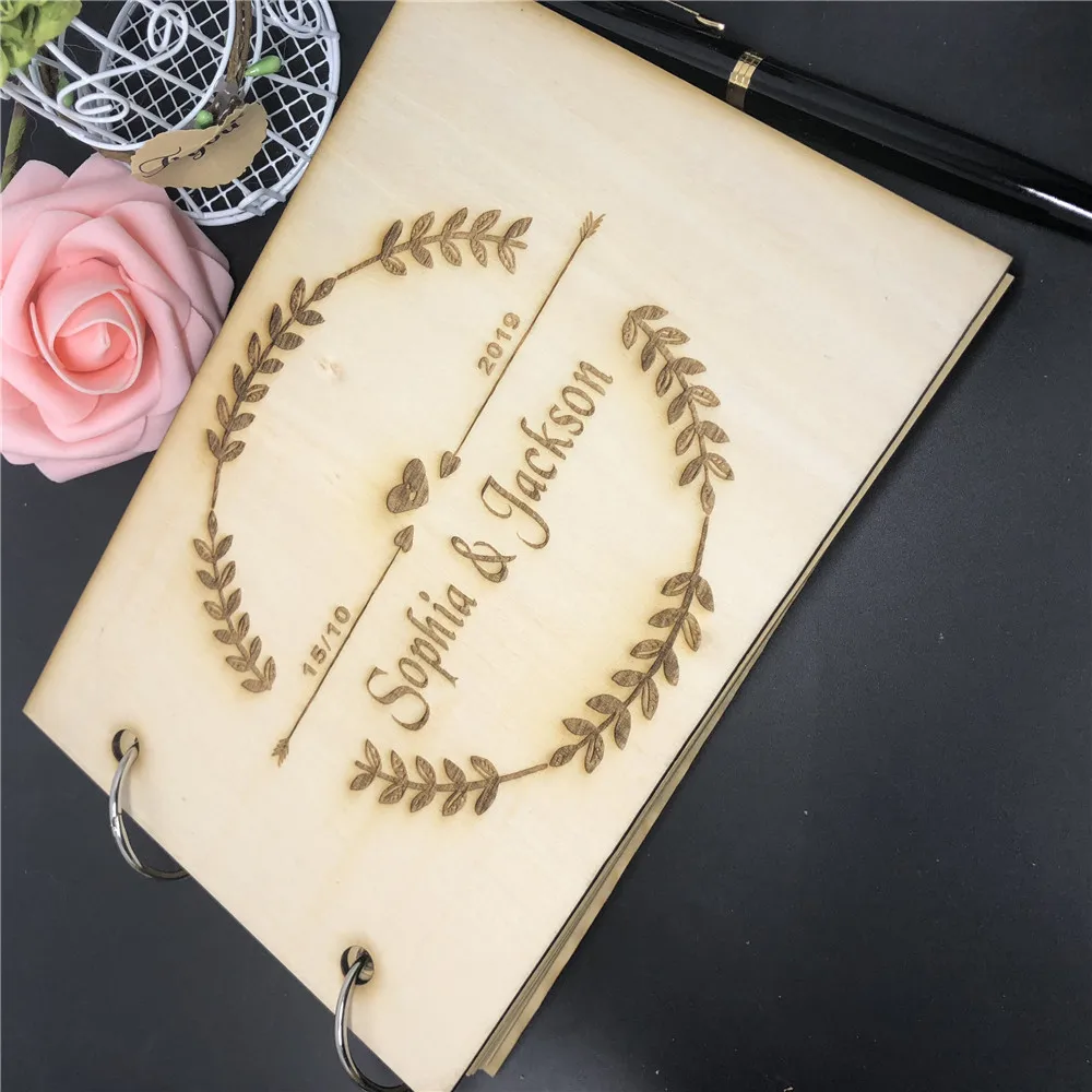 Buy Customized Wood Guest Book livre d'or Party gift