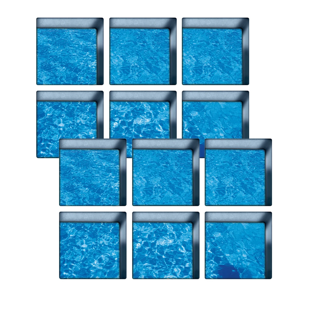 12PCS 3D Effect Waterproof Anti-slip Bathtub Stickers Safety Bath Shower Treads for Bathroom