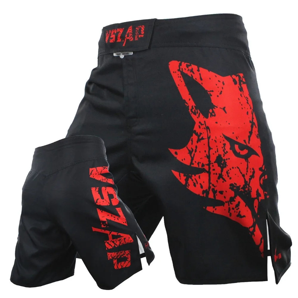 

MMA Short Shorts Men Boxing Shorts Boxeo Fight Grappling Trunks Wolf Print Mma Shorts Kick Gel Thai Red Kickboxing Pants 1pcs