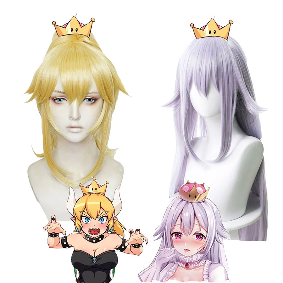Biamoxer Bowsette Prinzessin Bowser Pfirsich Teresa Boos Lange Cosplay Perucke Volles Haar Goldene Perucke Cosplay Kostum Perucke Hitze Bestandig Aliexpress