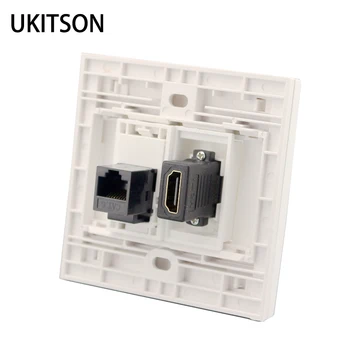

White Color HDMI With CAT6 RJ45 Female To Female Wall Panel Network Extender