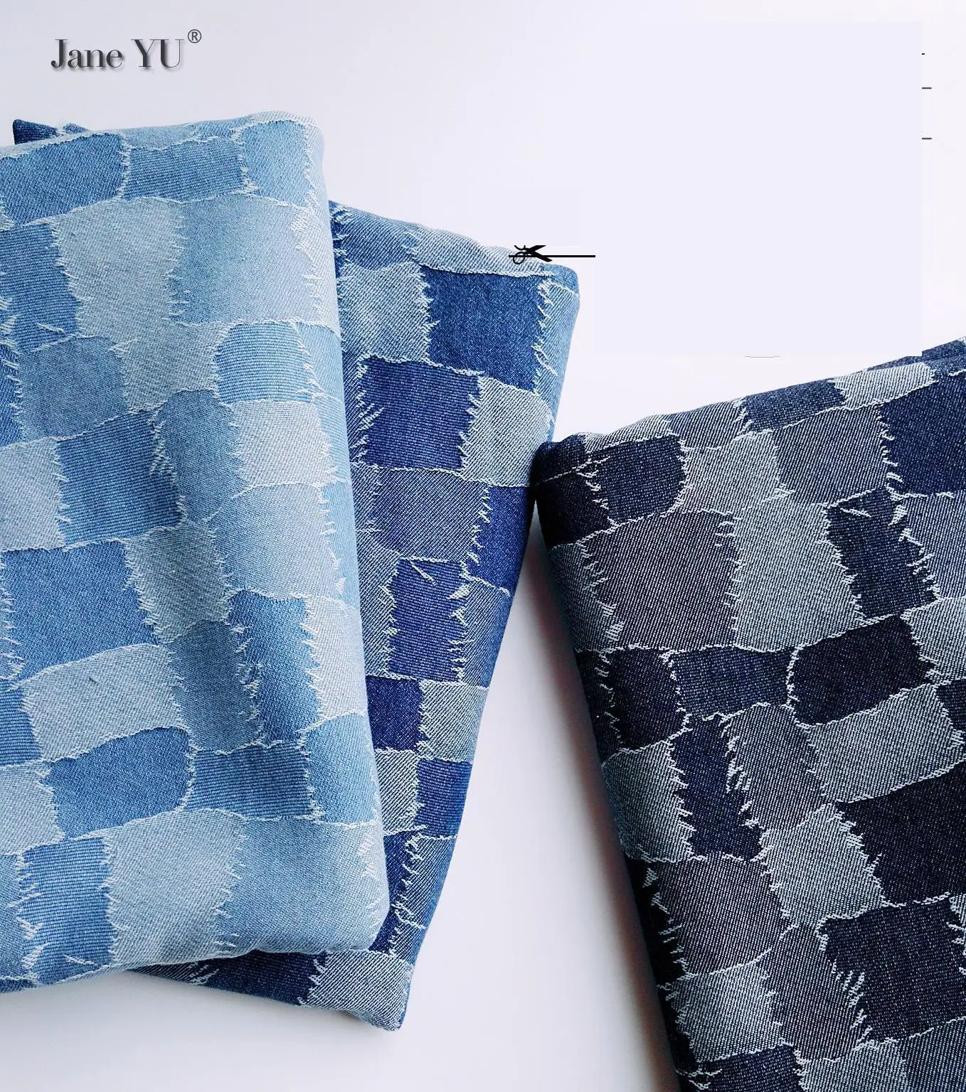 JaneYU Сращивание решетки стиральная жаккардовый джинсовый тканый штаны ткань весна и осень ткань для рукоделия ручной работы