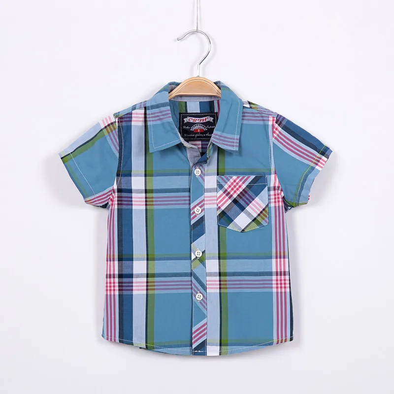 

Fashion boy plaid shirt cotton 100% 15T01F