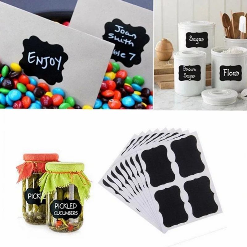 

24 Pcs Table Number Blackboard Sticker Label for Kitchen Canisters Cute Wall Sticker rustic wedding decoration